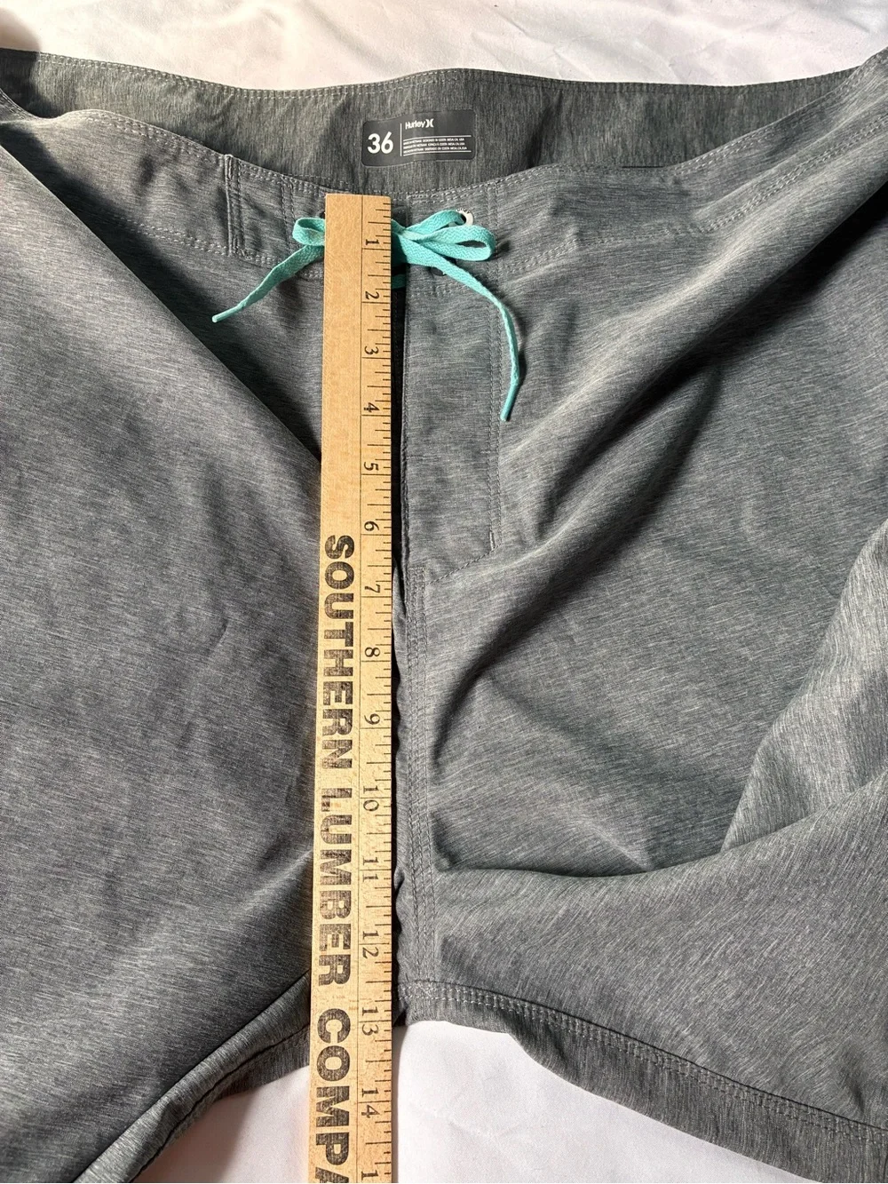 Hurley Mens Board Shorts 36 Gray Teal Swim Surf Shorts Drawstring Performance